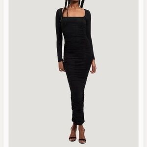 F26 Good American Rucked Black Maxi Dress